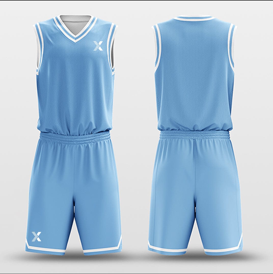 Cikers Sports Basketball Uniforms Light Blue White - Custom Basketball Jersey Design for Team