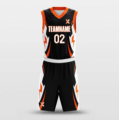 Cikers Sports Basketball Uniforms Orange Lightning - Customized Basketball Jersey Set Sublimated