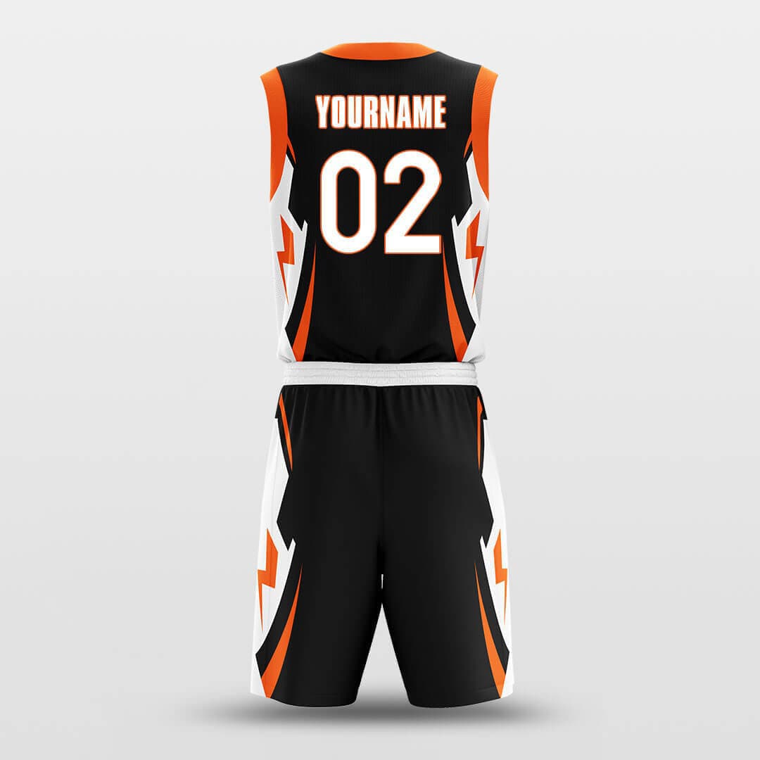 Cikers Sports Basketball Uniforms Orange Lightning - Customized Basketball Jersey Set Sublimated