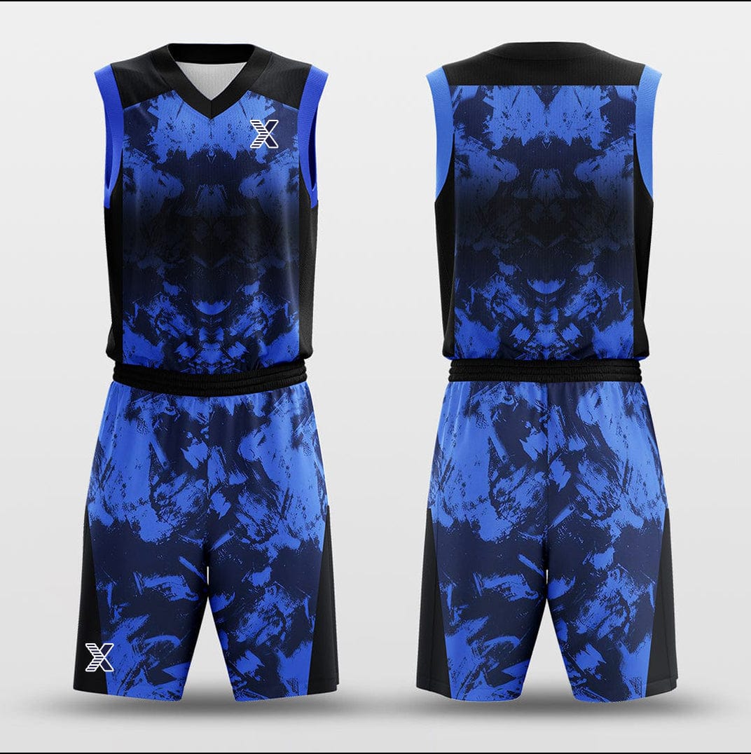 Cikers Sports Basketball Uniforms Paint - Customized Basketball Jersey Blue Design Camouflage