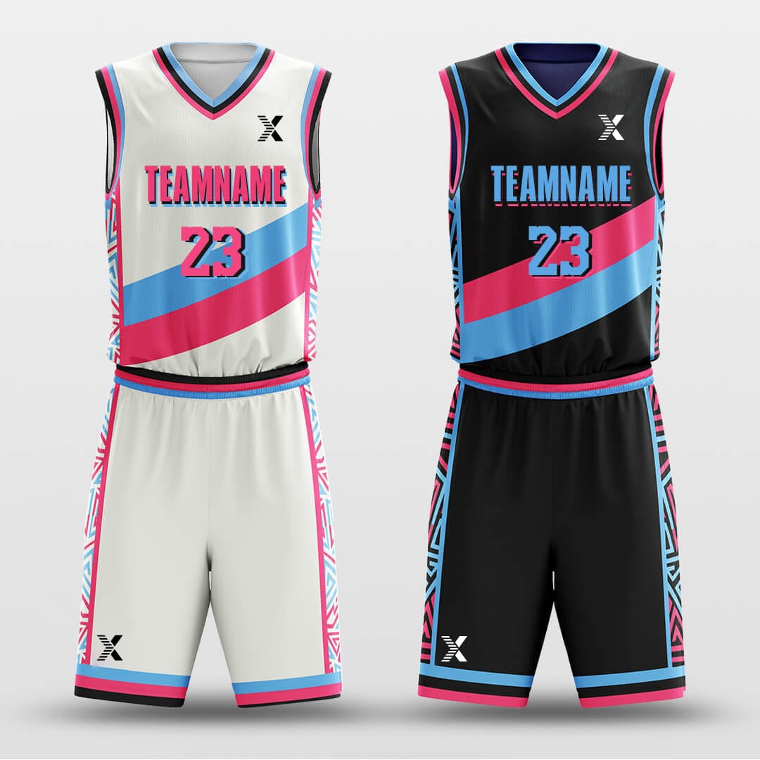 Cikers Sports Basketball Uniforms Pink and Black - Customized Reversible Basketball Jersey Set Design