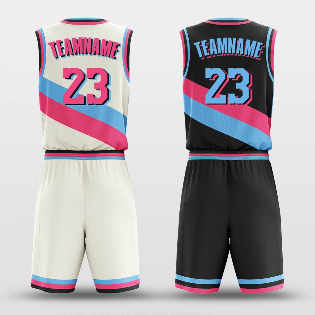 Cikers Sports Basketball Uniforms Pink and Black - Customized Reversible Basketball Jersey Set Design