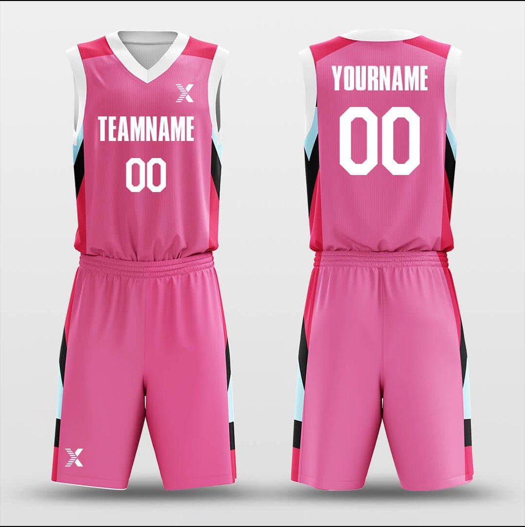 Cikers Sports Basketball Uniforms Pink Puzzle Pieces - Customized Basketball Jersey Set Design BK160617S