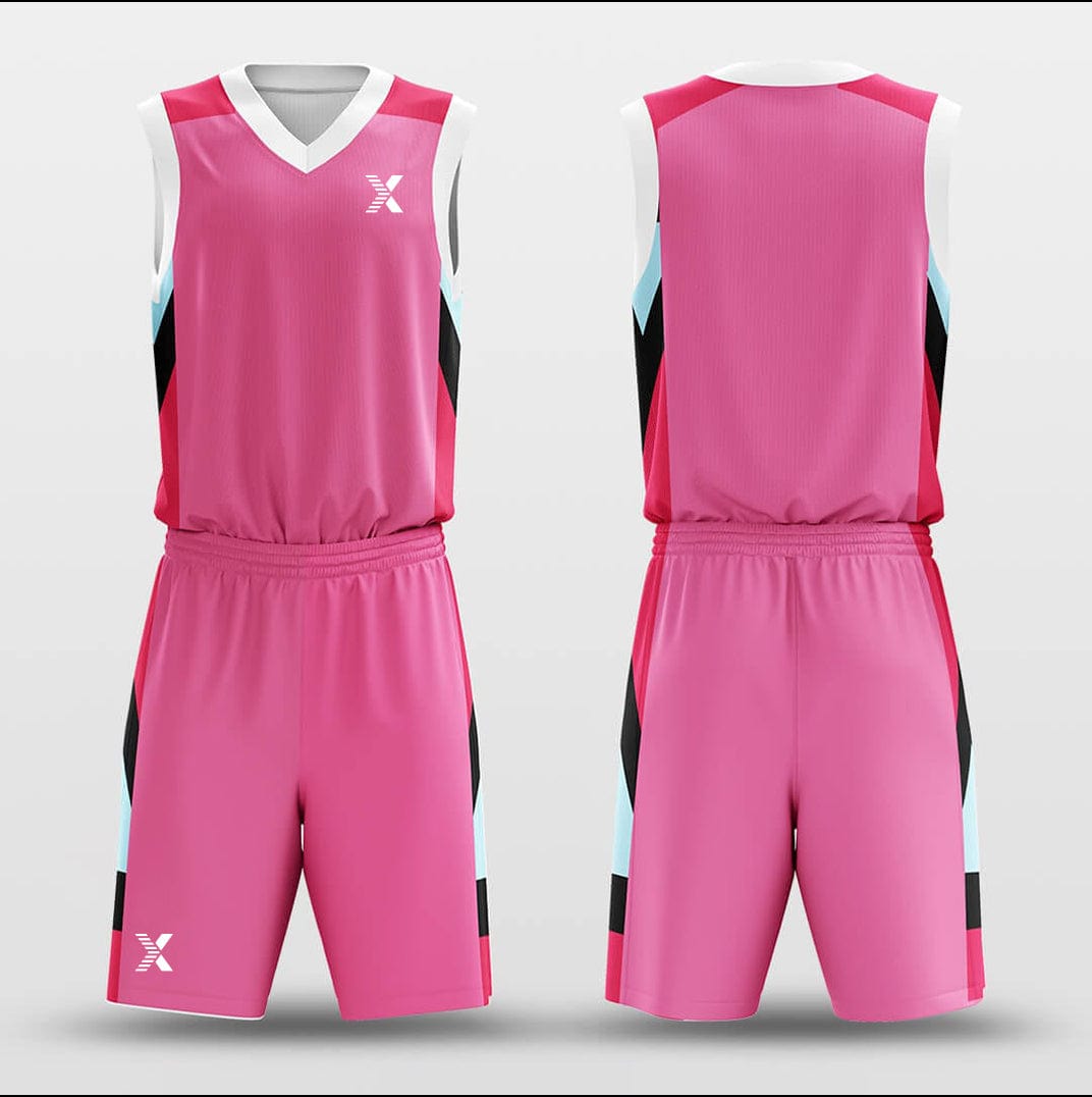 Cikers Sports Basketball Uniforms Pink Puzzle Pieces - Customized Basketball Jersey Set Design BK160617S