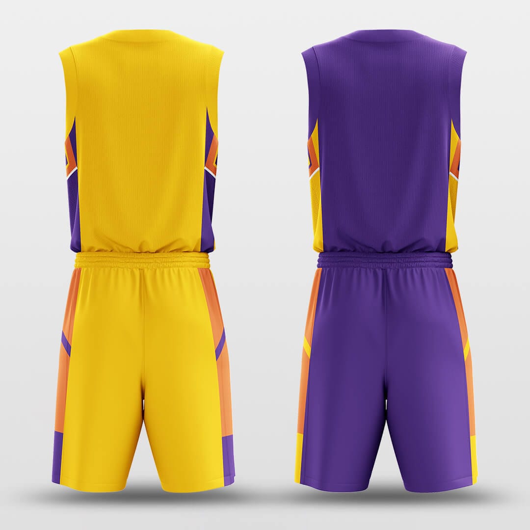 Cikers Sports Basketball Uniforms Purple Gold Puzzles - Custom Reversible Basketball Jersey Set Sublimated BK260614S