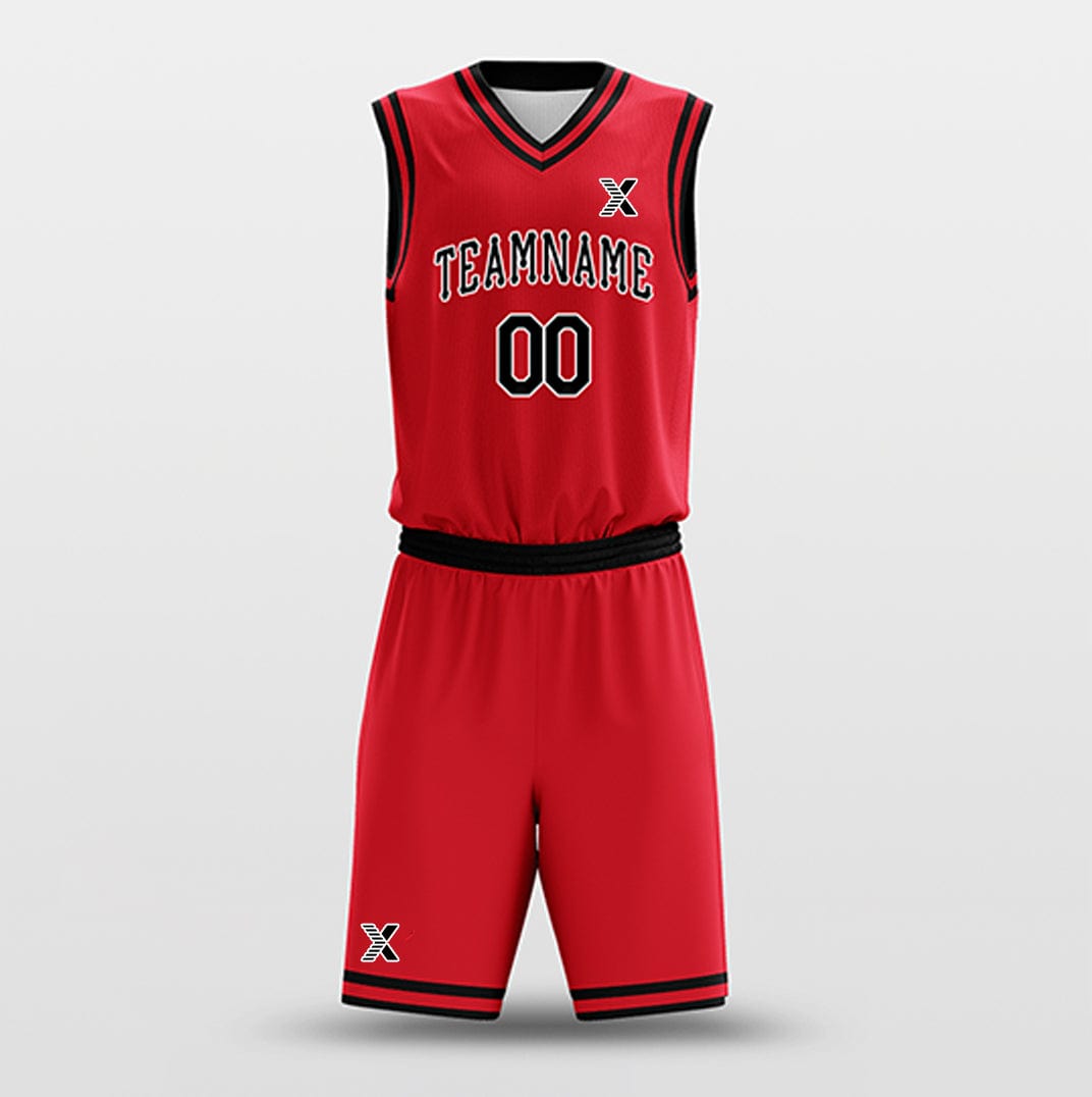 Cikers Sports Basketball Uniforms Red Black - Custom Basketball Jersey Design for Team