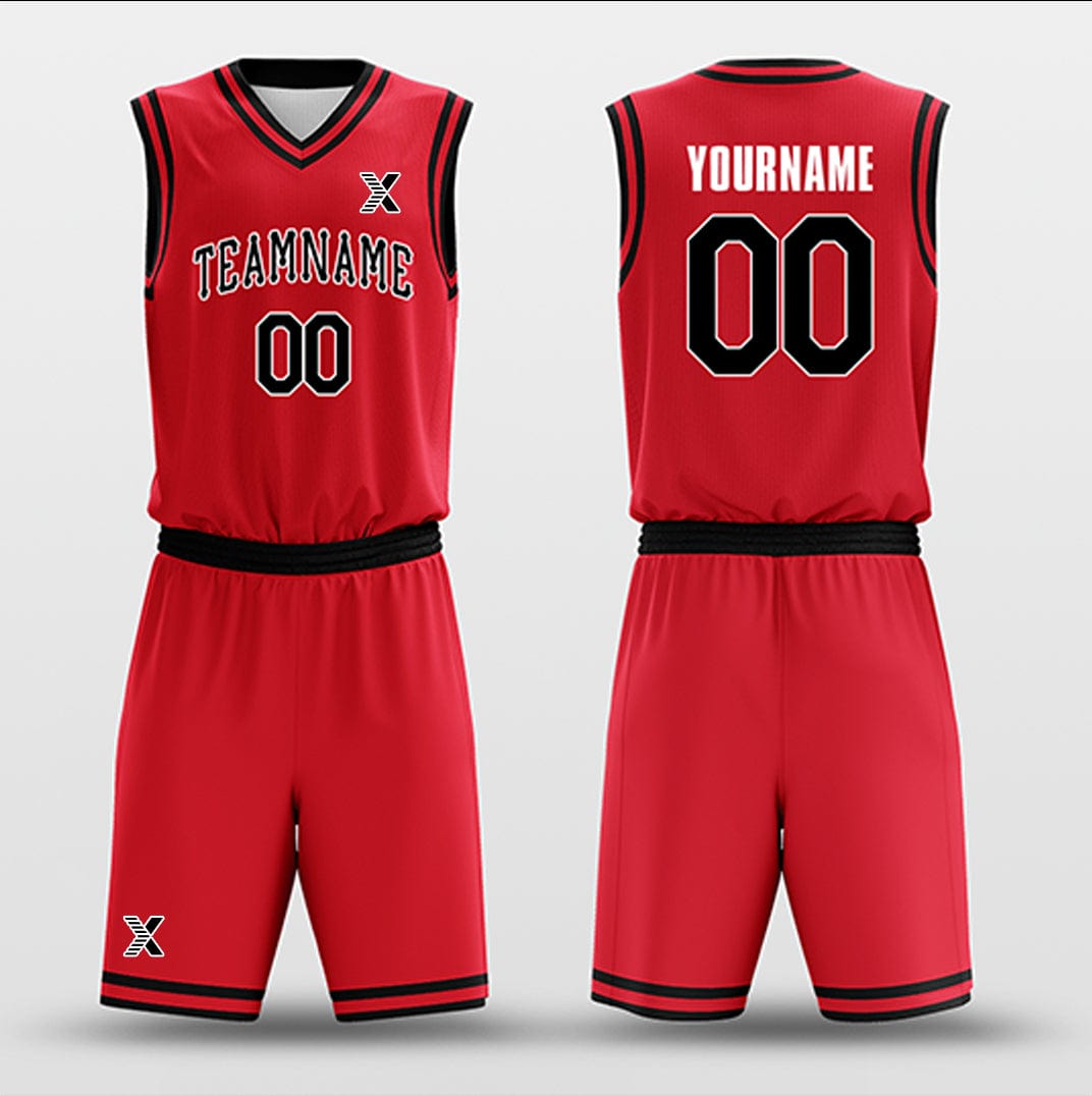 Cikers Sports Basketball Uniforms Red Black - Custom Basketball Jersey Design for Team