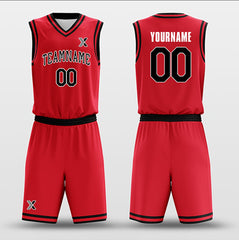 Cikers Sports Basketball Uniforms Red Black - Custom Basketball Jersey Design for Team