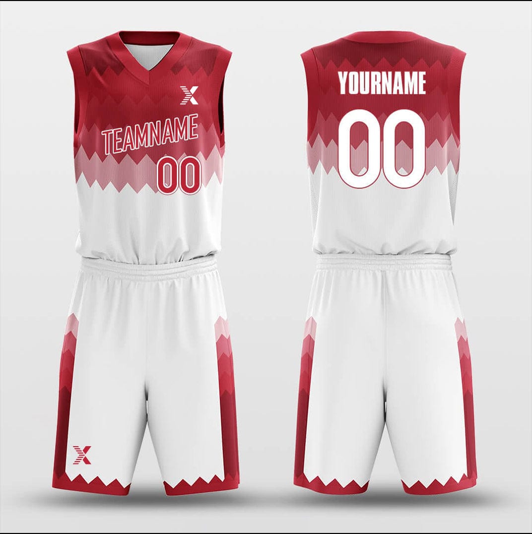 Cikers Sports Basketball Uniforms Red Coral - Customized Basketball Jersey Set Design