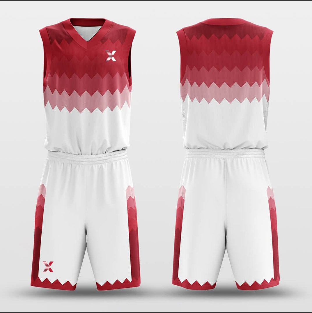 Cikers Sports Basketball Uniforms Red Coral - Customized Basketball Jersey Set Design