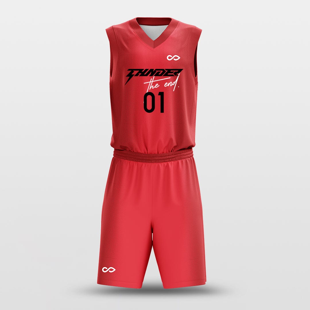 Cikers Sports Basketball Uniforms Red / S Green Tongue - Custom Sublimated Basketball Uniform Set