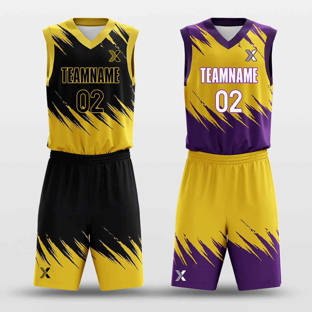 Cikers Sports Basketball Uniforms Scratches - Customized Reversible Basketball Jersey Set Design