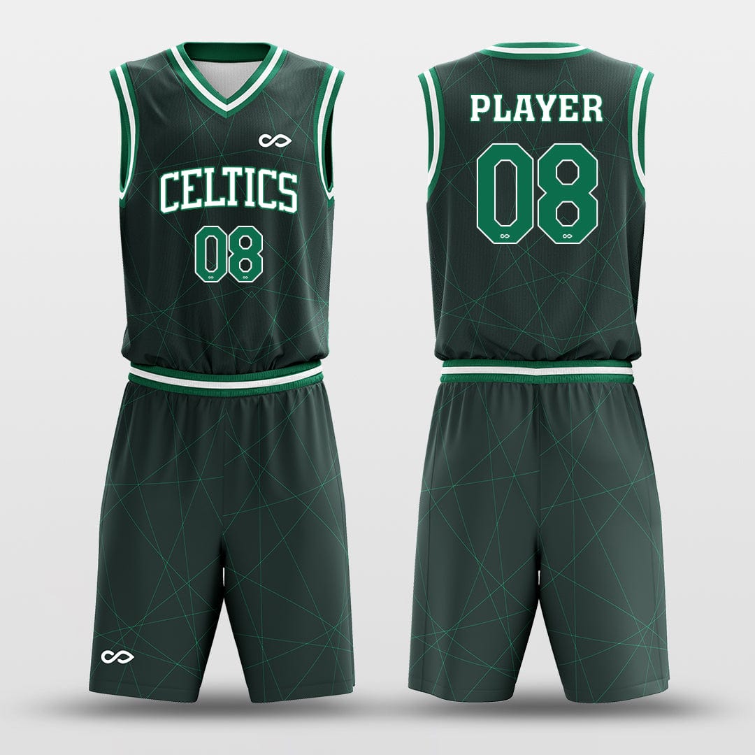 Cikers Sports Basketball Uniforms Spider - Custom Sublimated Basketball Uniform Set Dark Green
