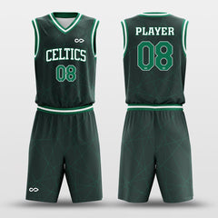 Cikers Sports Basketball Uniforms Spider - Custom Sublimated Basketball Uniform Set Dark Green