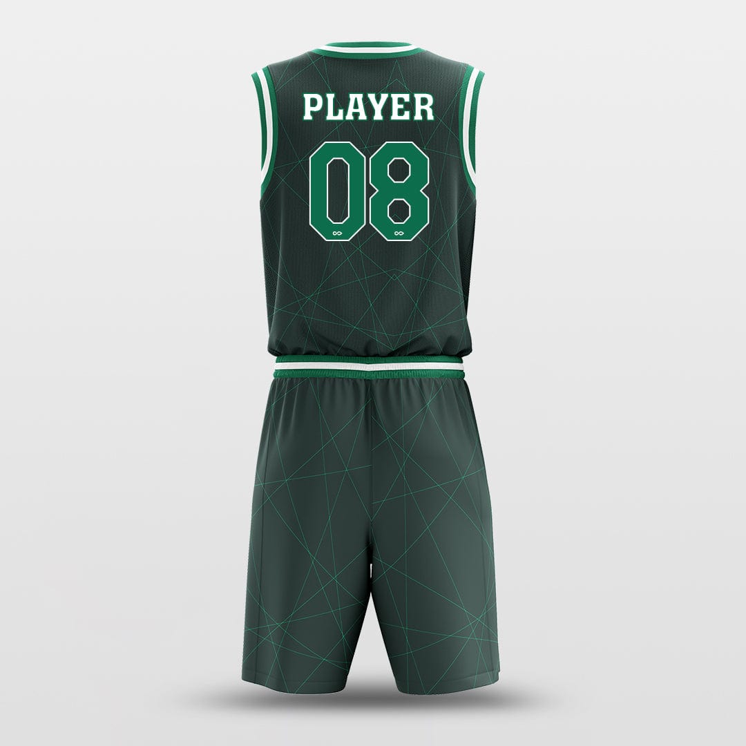 Cikers Sports Basketball Uniforms Spider - Custom Sublimated Basketball Uniform Set Dark Green