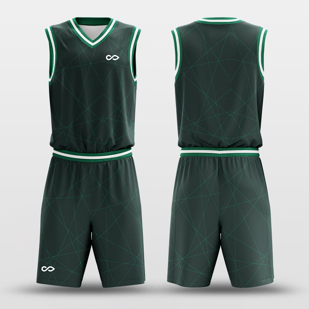 Cikers Sports Basketball Uniforms Spider - Custom Sublimated Basketball Uniform Set Dark Green