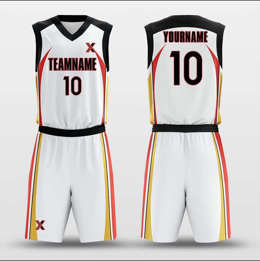 Cikers Sports Basketball Uniforms Vertical Strips White - Customized Basketball Jersey Set Sublimated