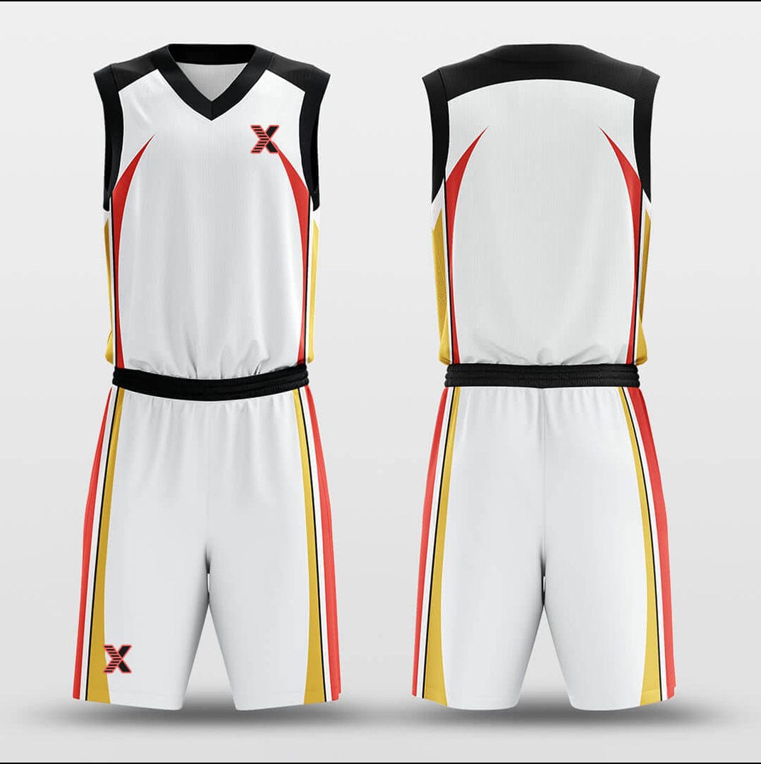 Cikers Sports Basketball Uniforms Vertical Strips White - Customized Basketball Jersey Set Sublimated