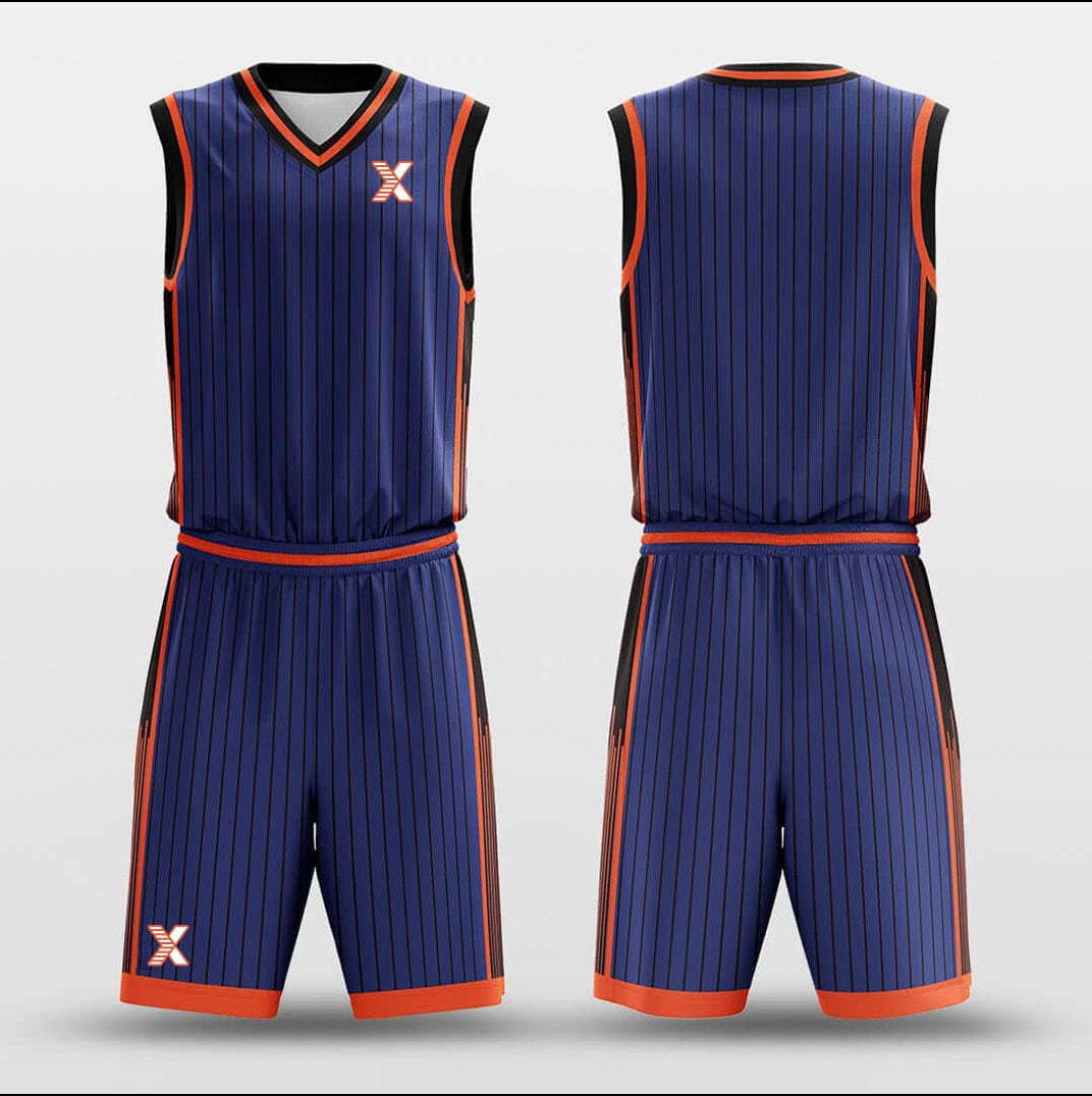Cikers Sports Basketball Uniforms Vintage Blue Orange - Customized Basketball Jersey Set Sublimated