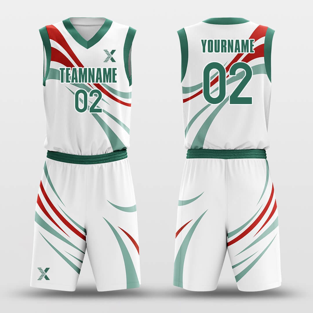 Cikers Sports Basketball Uniforms White / 2XS Coloured Ribbon - Customized Basketball Jersey Set Design