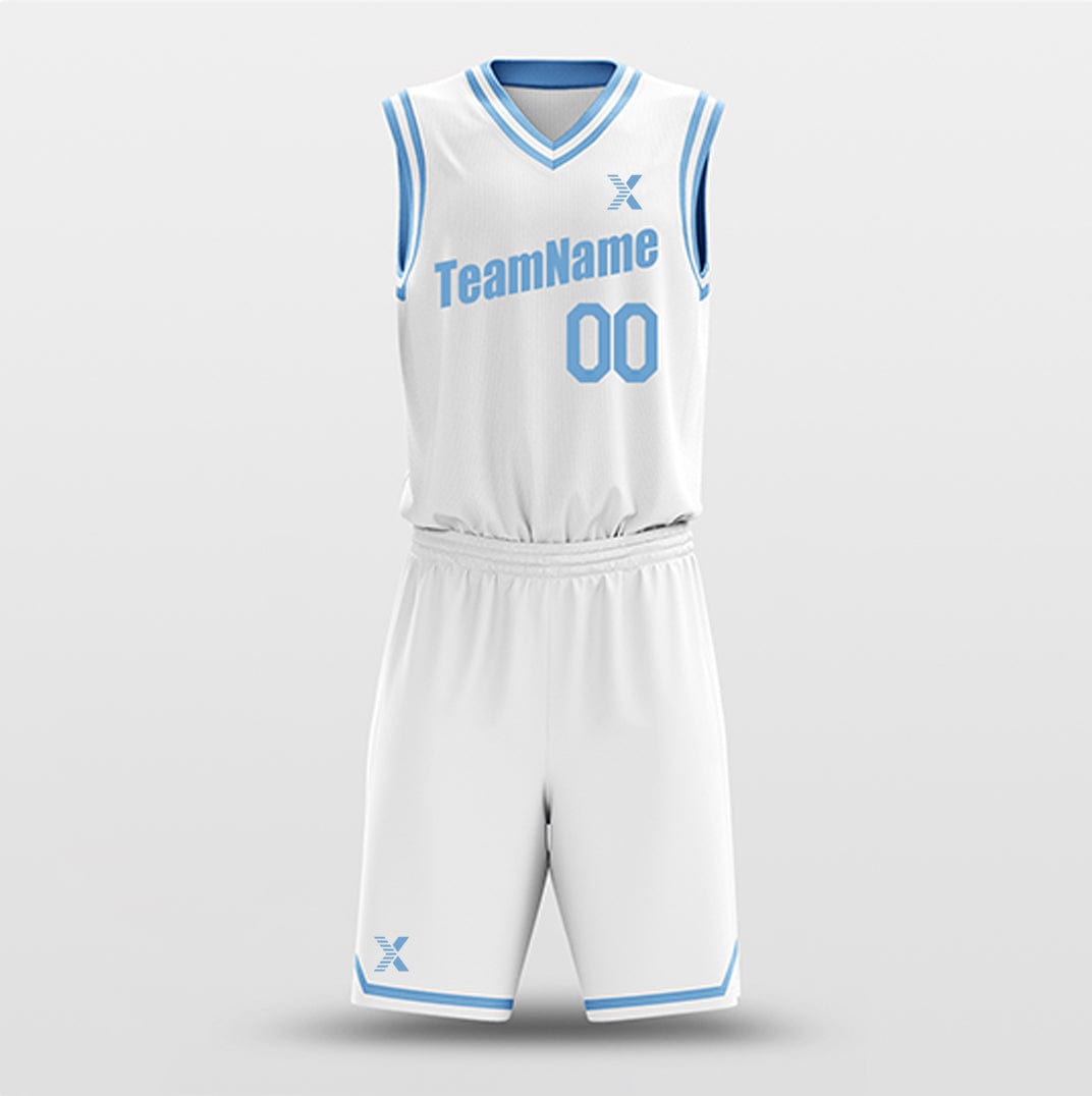 Cikers Sports Basketball Uniforms White Blue - Custom Basketball Jersey Design for Team