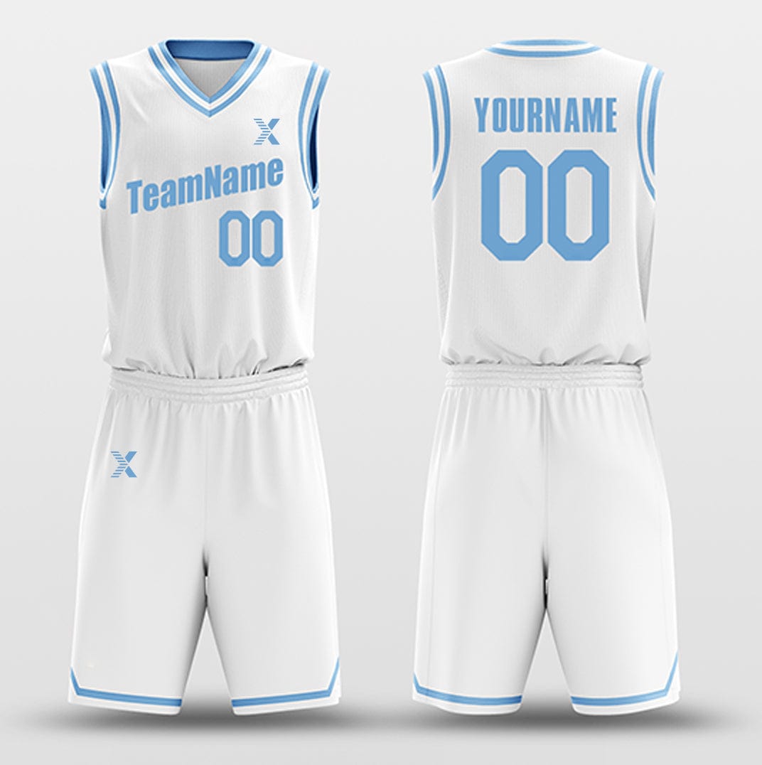 Cikers Sports Basketball Uniforms White Blue - Custom Basketball Jersey Design for Team