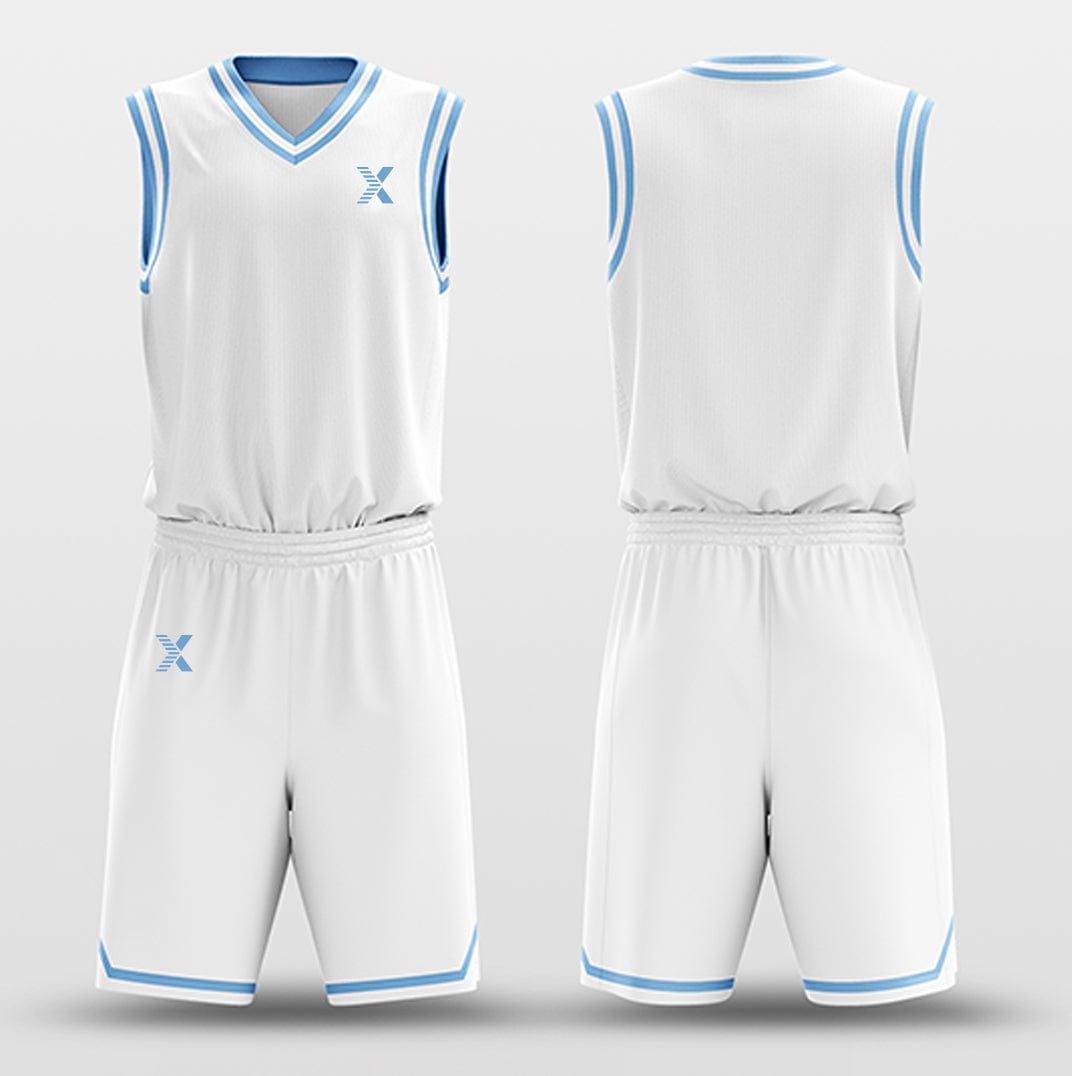 Blank Custom Blue Basketball Jersey White Blue Custom Basketball