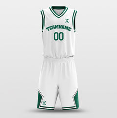 Cikers Sports Basketball Uniforms White Green - Custom Basketball Jersey Design for Team