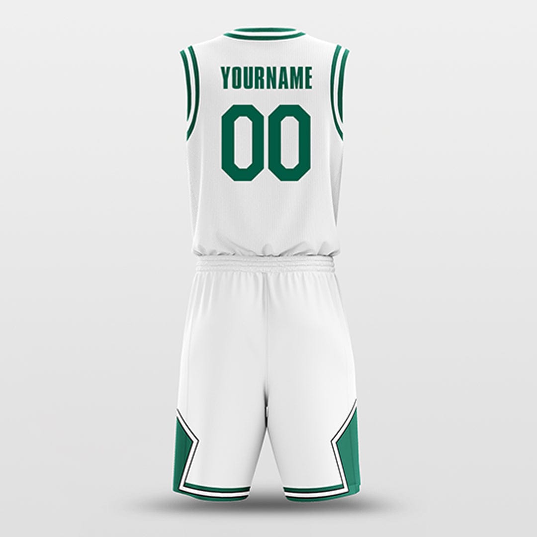Cikers Sports Basketball Uniforms White Green - Custom Basketball Jersey Design for Team