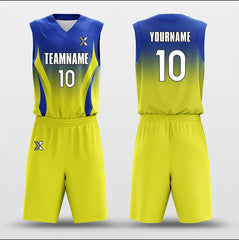 Cikers Sports Basketball Uniforms Yellow Blue Gradient - Customized Basketball Jersey Set Sublimated BK160105S