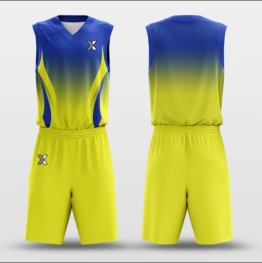 Cikers Sports Basketball Uniforms Yellow Blue Gradient - Customized Basketball Jersey Set Sublimated BK160105S