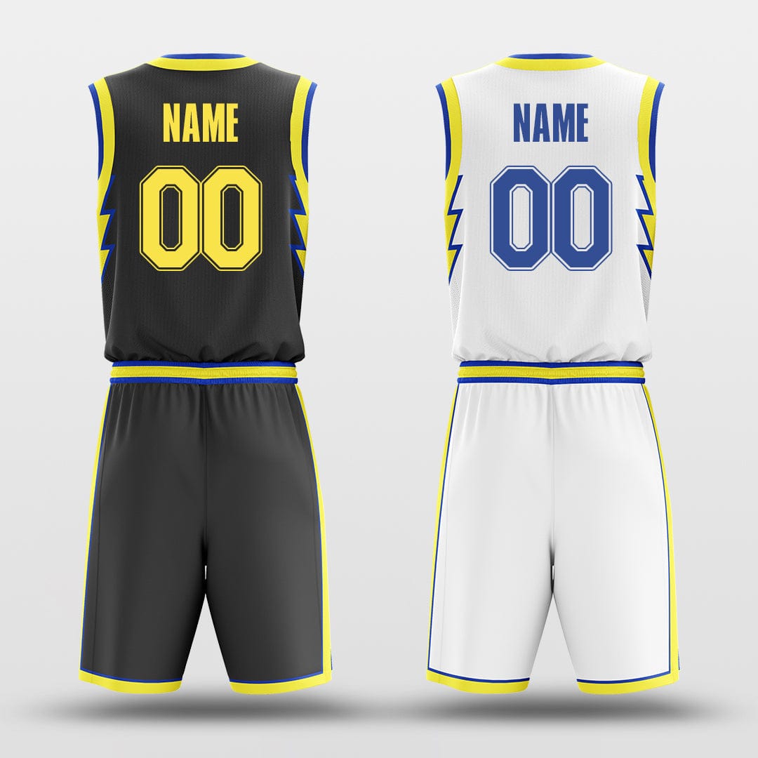 Cikers Sports Basketball Uniforms Yellow lightning - Custom Reversible Sublimated Basketball Jersey Set