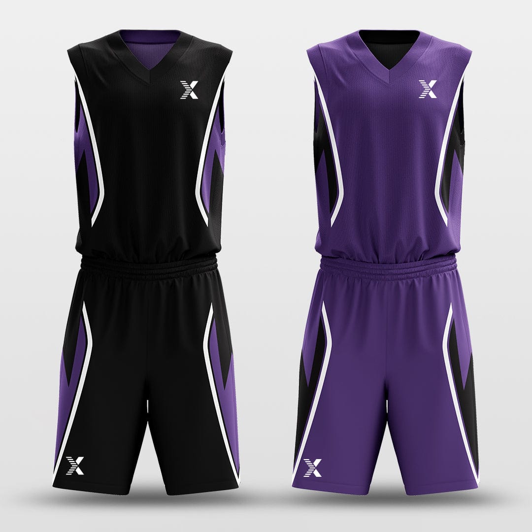Cikers Sports Black & Purple / S Plume - Customized Reversible Sublimated Basketball Set
