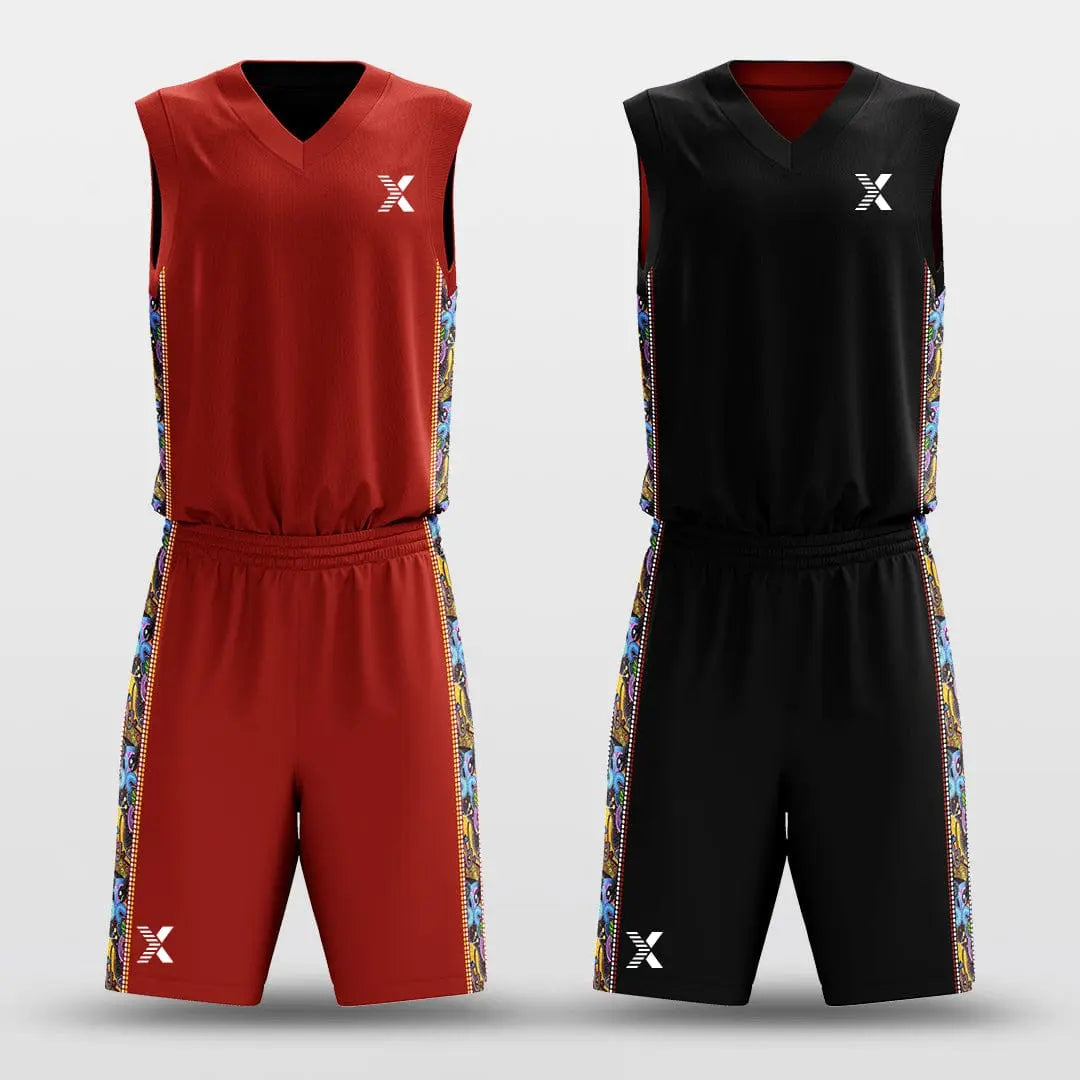 Cikers Sports Black&Red / S Secret - Customized Reversible Sublimated Basketball Set