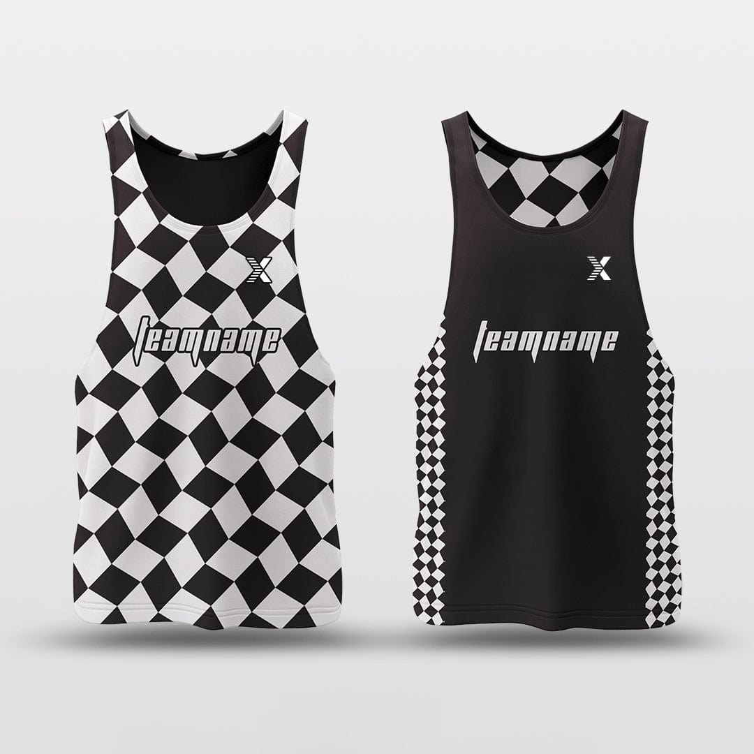 Cikers Sports Black&White / S Checkerboard - Customized Reversible Quick Dry Basketball Jersey