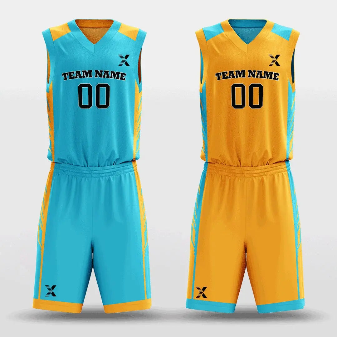 Cikers Sports Blue&Orange / S Field - Customized Reversible Sublimated Basketball Set