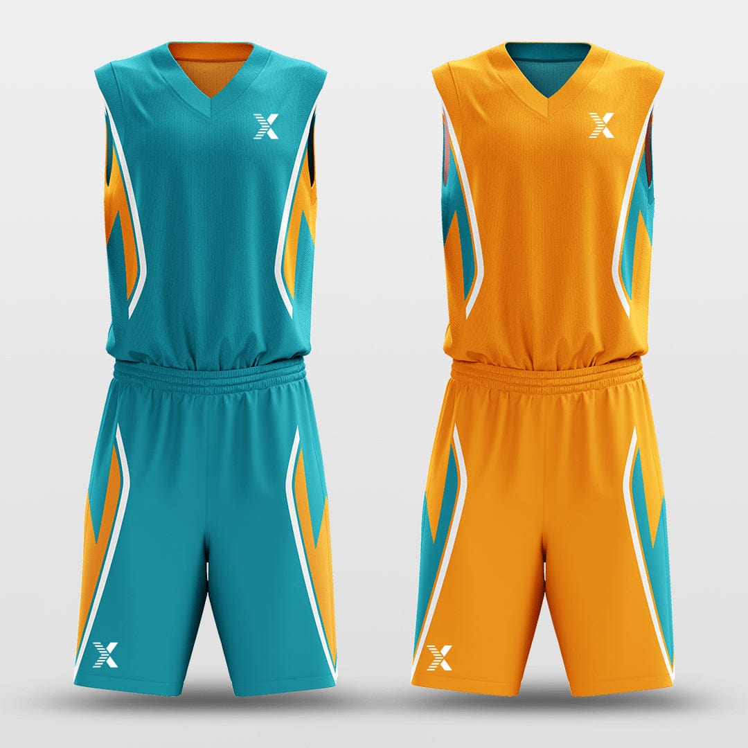Cikers Sports Blue & Orange / S Plume - Customized Reversible Sublimated Basketball Set