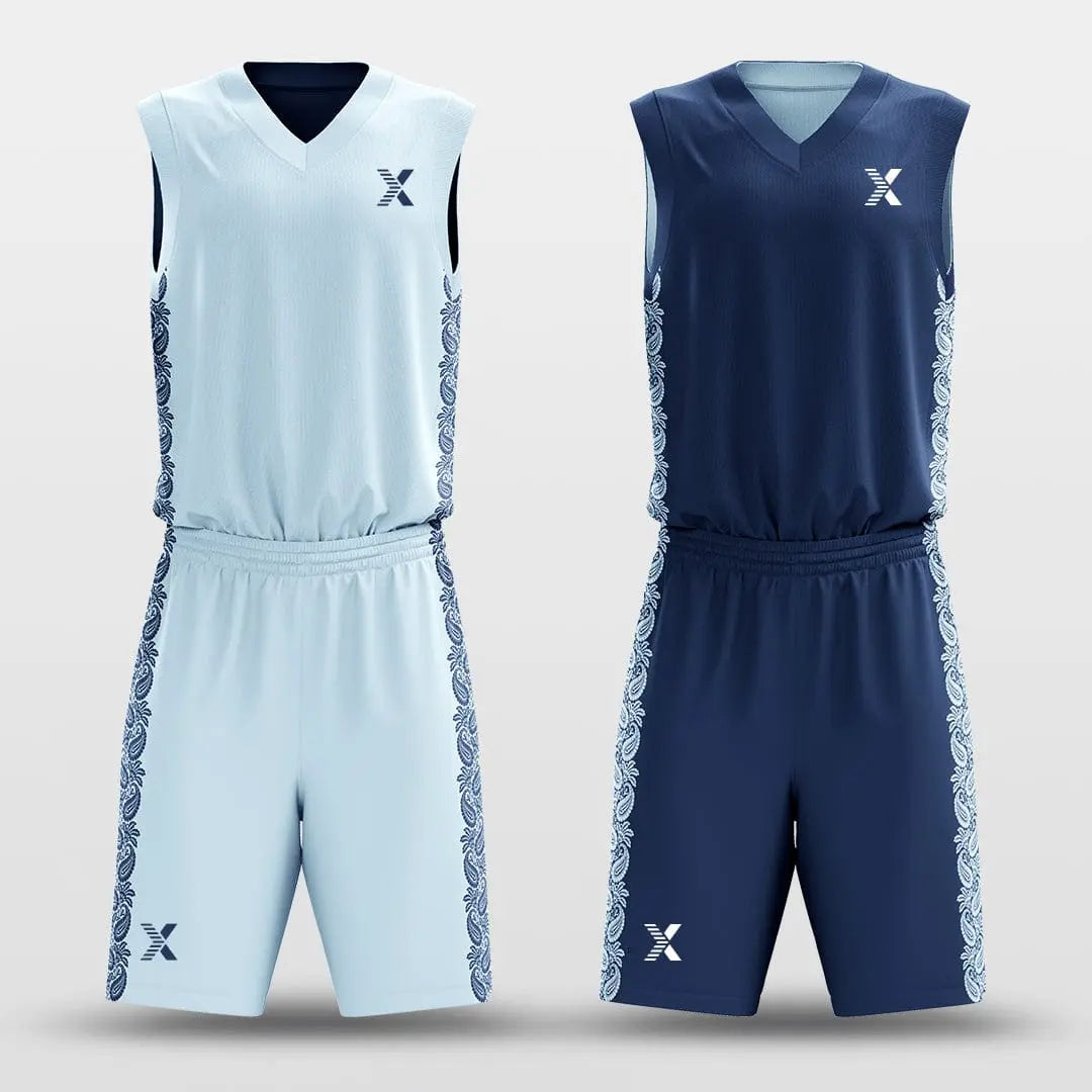 Cikers Sports Blue / S Ice Flower - Customized Reversible Sublimated Basketball Set