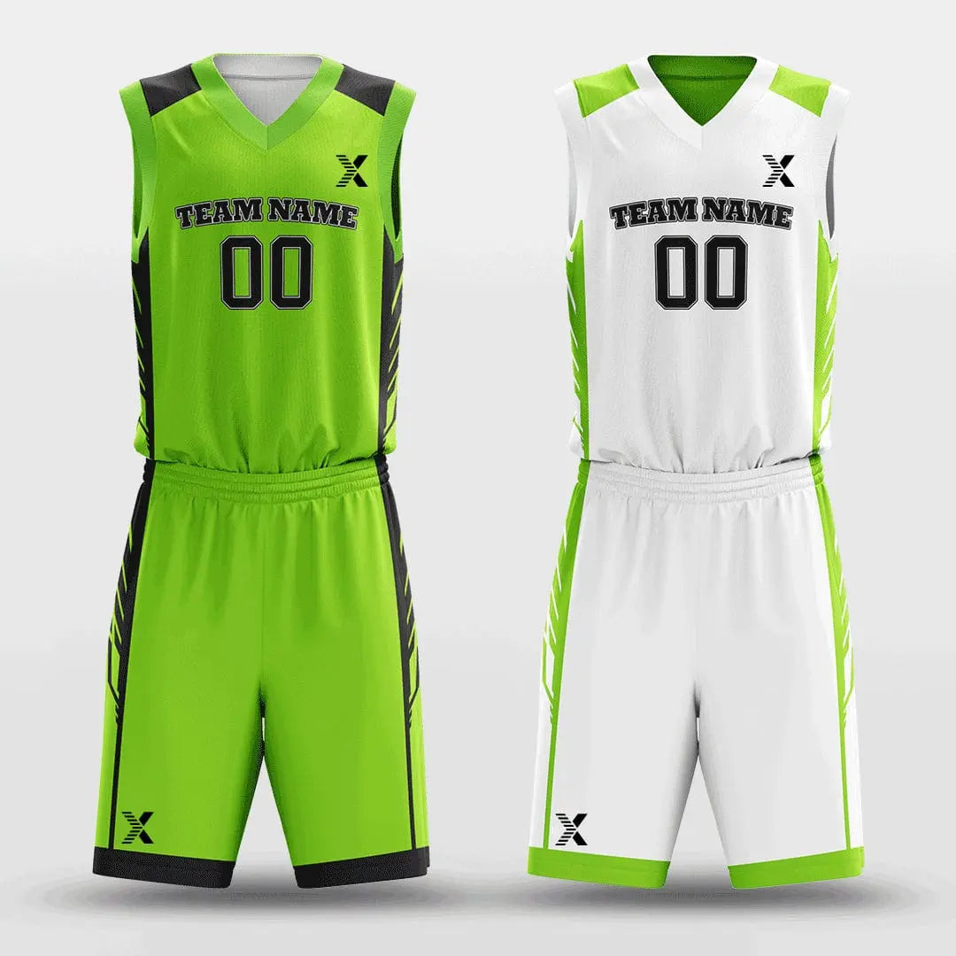 Cikers Sports Fluorescent Green&White / S Field - Customized Reversible Sublimated Basketball Set