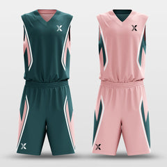 Cikers Sports Green & Pink / S Plume - Customized Reversible Sublimated Basketball Set