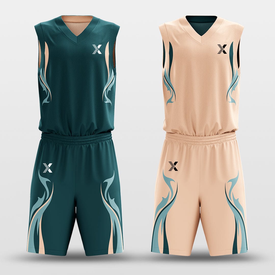 Cikers Sports Green&Pink / S Shadowflame - Customized Reversible Sublimated Basketball Set