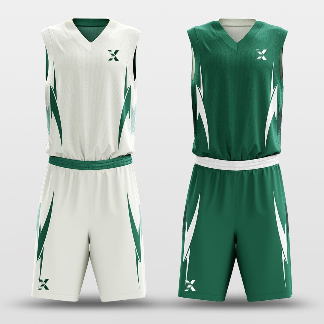 Cikers Sports Green&White / S Boomerang - Customized Reversible Sublimated Basketball Set
