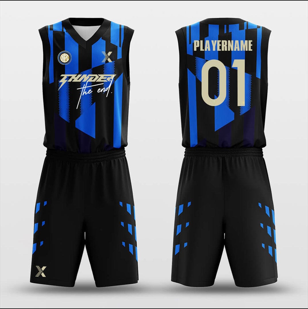 Cikers Sports Jigsaw - Custom Sublimated Basketball Jersey Set Black and Blue