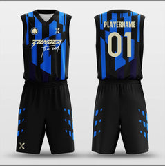 Cikers Sports Jigsaw - Custom Sublimated Basketball Jersey Set Black and Blue