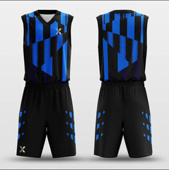 Cikers Sports Jigsaw - Custom Sublimated Basketball Jersey Set Black and Blue