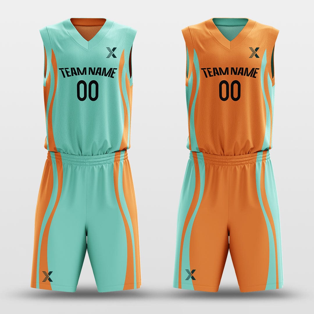 Cikers Sports Mint&Orange / S CLASSIC28 - Customized Reversible Sublimated Basketball Set