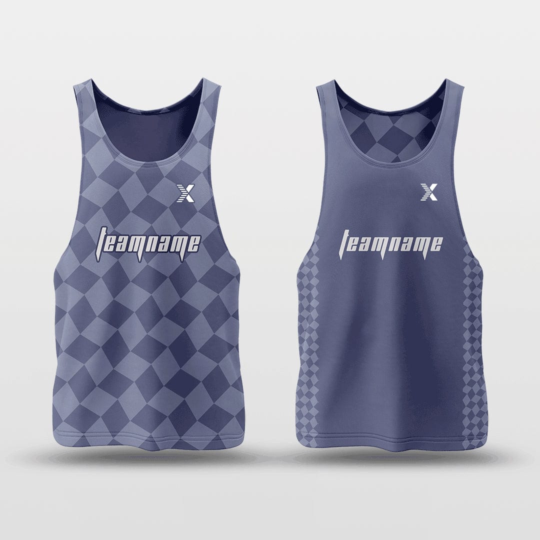 Cikers Sports Navy / S Checkerboard - Customized Reversible Quick Dry Basketball Jersey