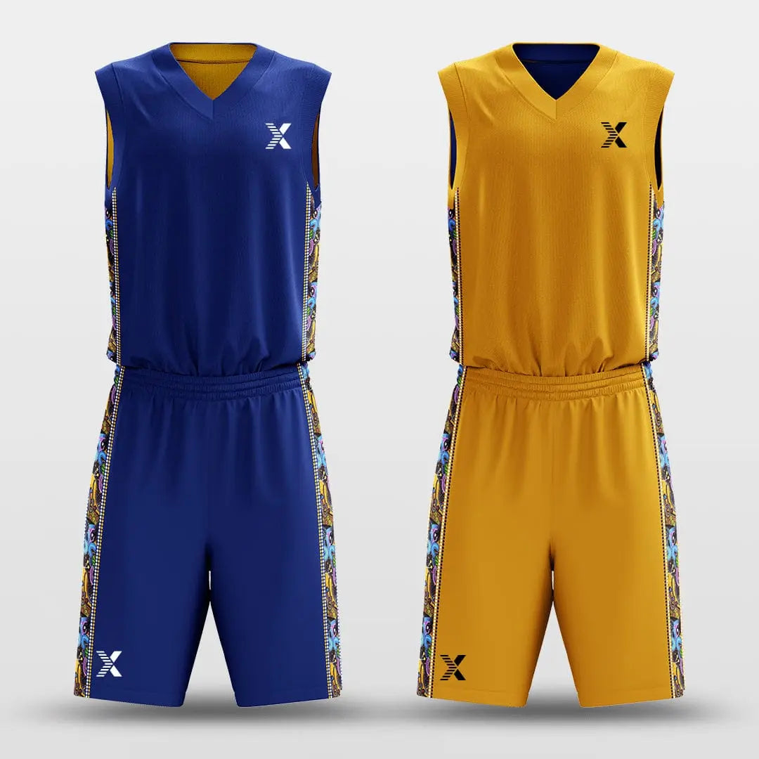 Cikers Sports Navy&Yellow / S Secret - Customized Reversible Sublimated Basketball Set