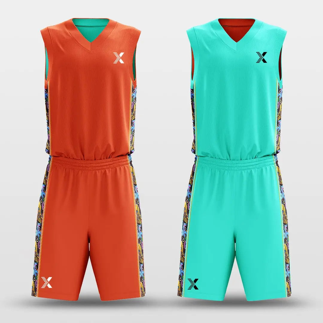 Cikers Sports Orange&Mint / S Secret - Customized Reversible Sublimated Basketball Set