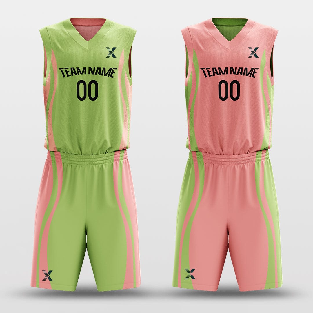 Cikers Sports Pink&Green / S CLASSIC28 - Customized Reversible Sublimated Basketball Set
